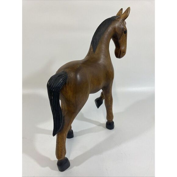 Vintage Large MCM Solid Wood Horse Hand Carved Sculpture 14” - Picture 3 of 16